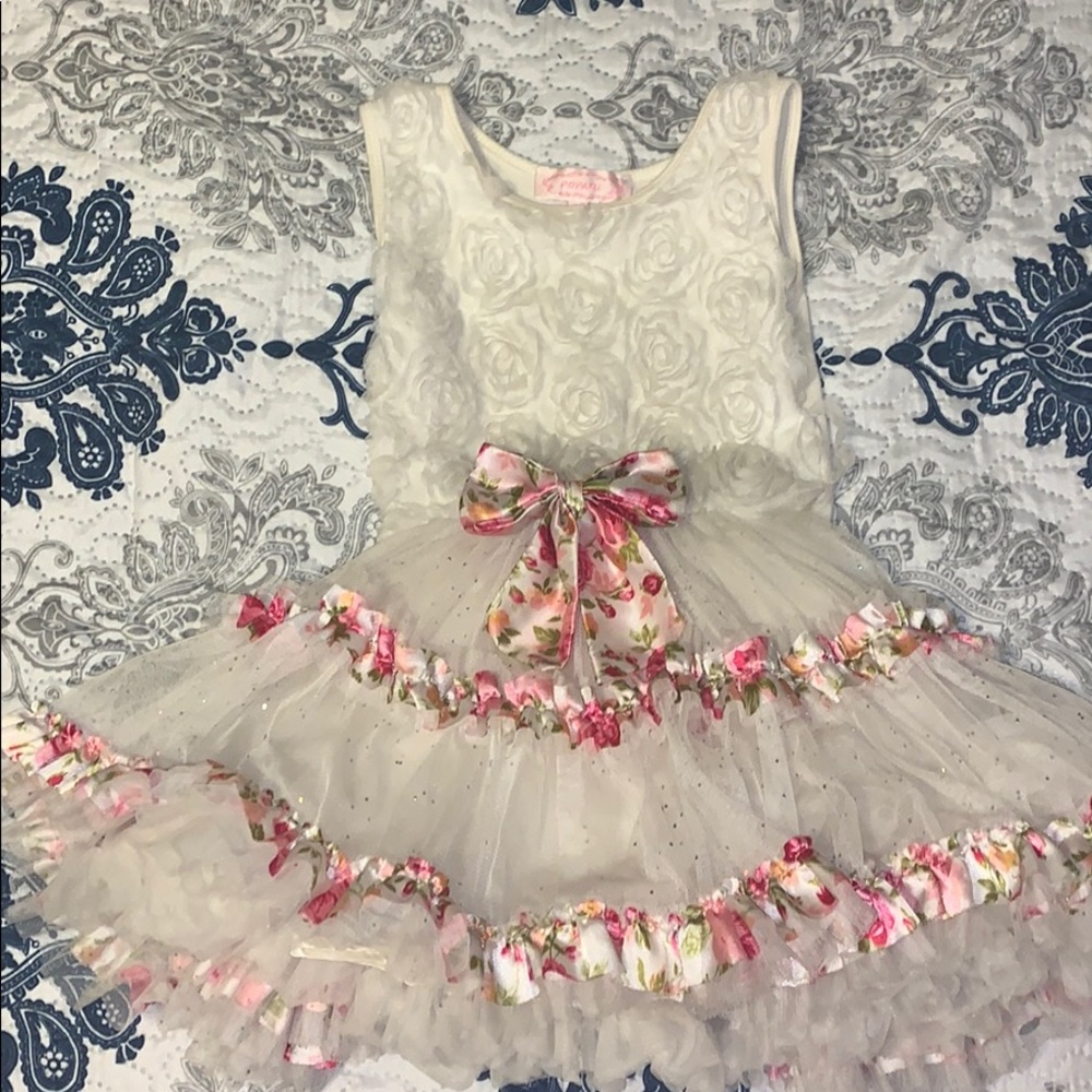 Toddler Girls Floral and Off White dress